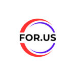 A for. Us logo with the word for. Us in the center of it