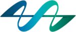 A blue and green logo of an e
