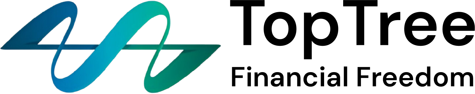 Blue-green abstract wave logo on black background.